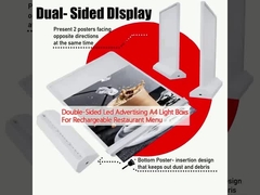 Podwójnie stronne reklamy LED A4 Light Box dla menu restauracji
