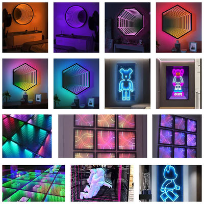 kupować Home Magic Mirror Neon Sign Infinity Neon Led Rgb 3D Glass Neon Sign produkcja online