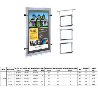 kupować Nieruchomości na zamówienie Kryształowy stojak akrylowy Digital Display Screen Advertising A4 Panel Przejrzysty Backlit Light Box produkcja online