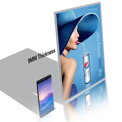 A1/A2/A3/A4 Szklane LED Ultra Thin Lightbox Display Aluminiowy ramy plakatu reklamowego