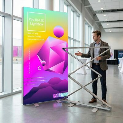 Dwustronna podświetlana kaseton z żywymi grafikami sublimacyjnymi i montażem bez narzędzi na targi